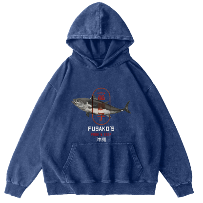 Seafood Market Japanese style washed hoodie-Zazasy