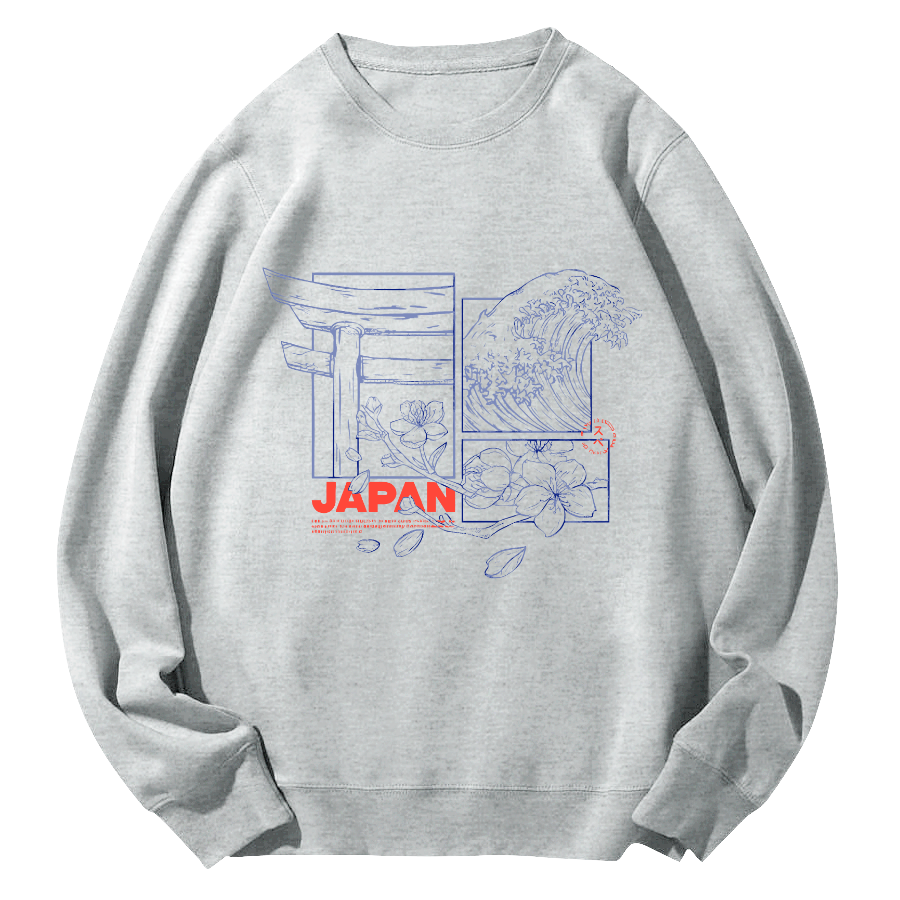 Japanese Culture Round Neck Sweatshirt-Zazasy