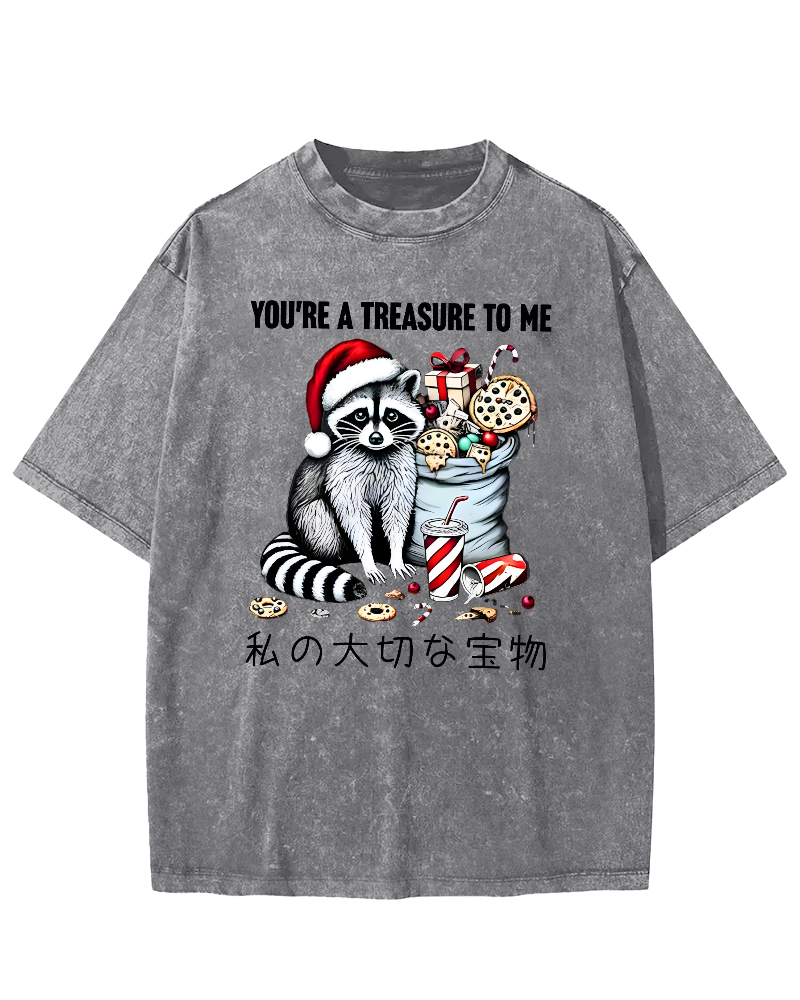 You are my treasure, Christmas wild raccoon Vintage Washed T-shirt