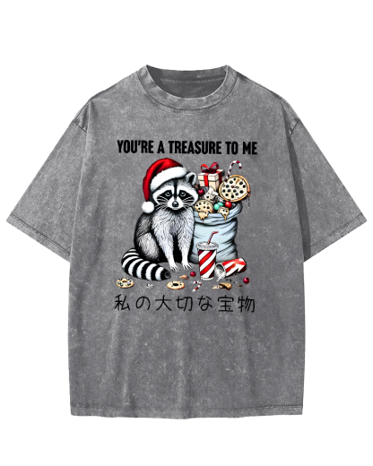 You are my treasure, Christmas wild raccoon Vintage Washed T-shirt