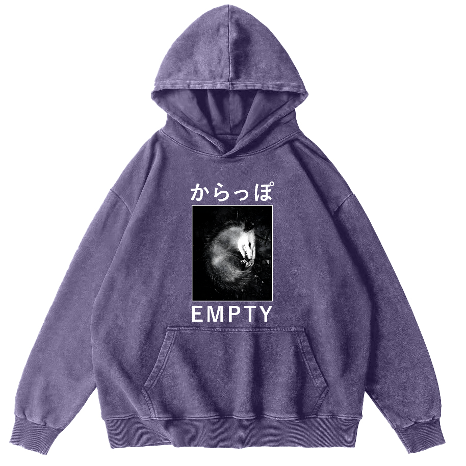 EMPTY Japanese Opossum Vintage Washed Hoodie-Zazasy