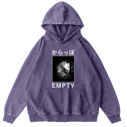 EMPTY Japanese Opossum Vintage Washed Hoodie-Zazasy