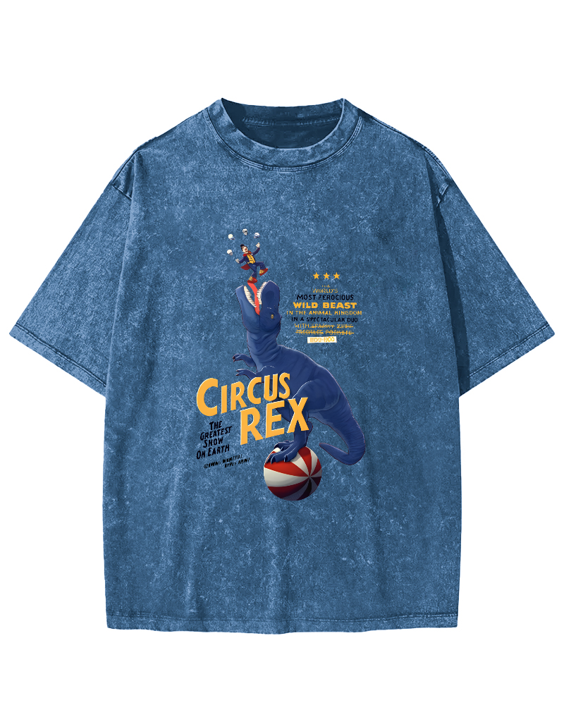 Cartoon Dinosaur Japanese Wash T-shirt-Zazasy