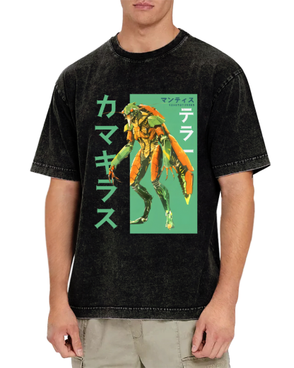Mantis Monster Japanese Style Vintage Washed T-shirt-Zazasy