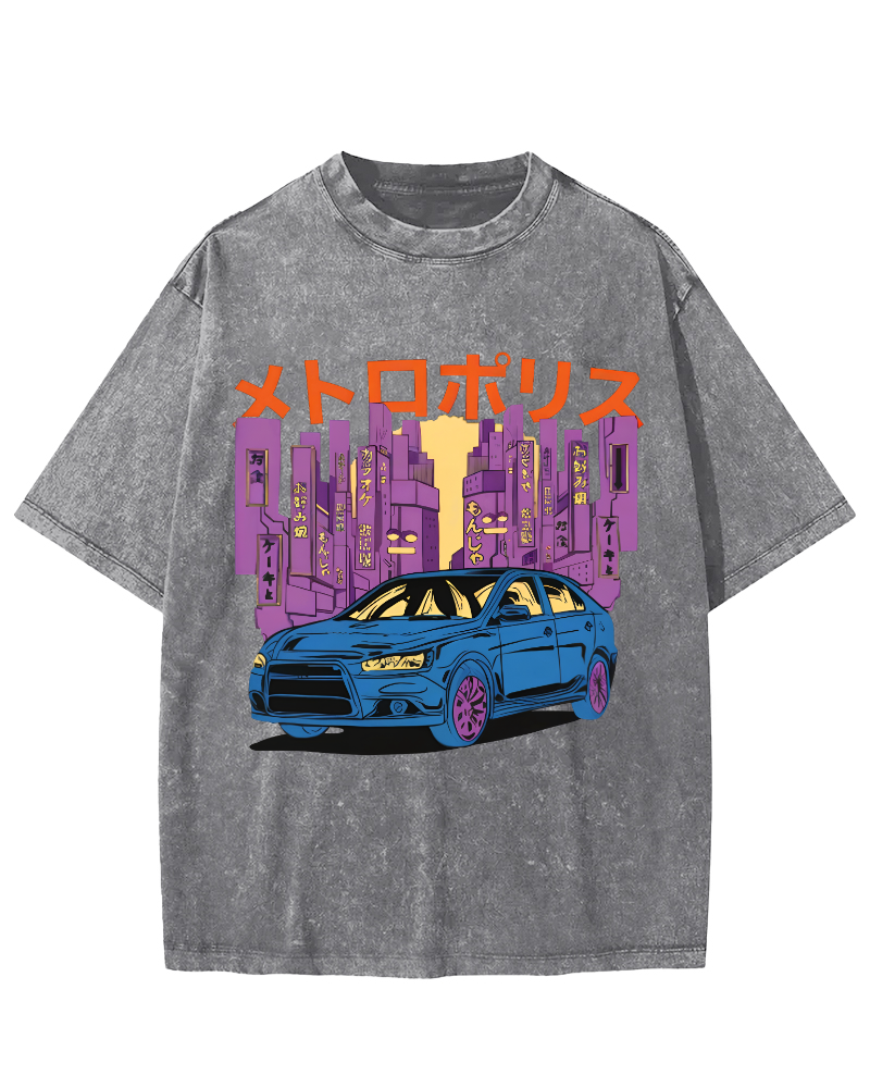 Tokyo Metropolitan Japanese Steam Wave Aesthetic Anime Vintage Washed T-shirt