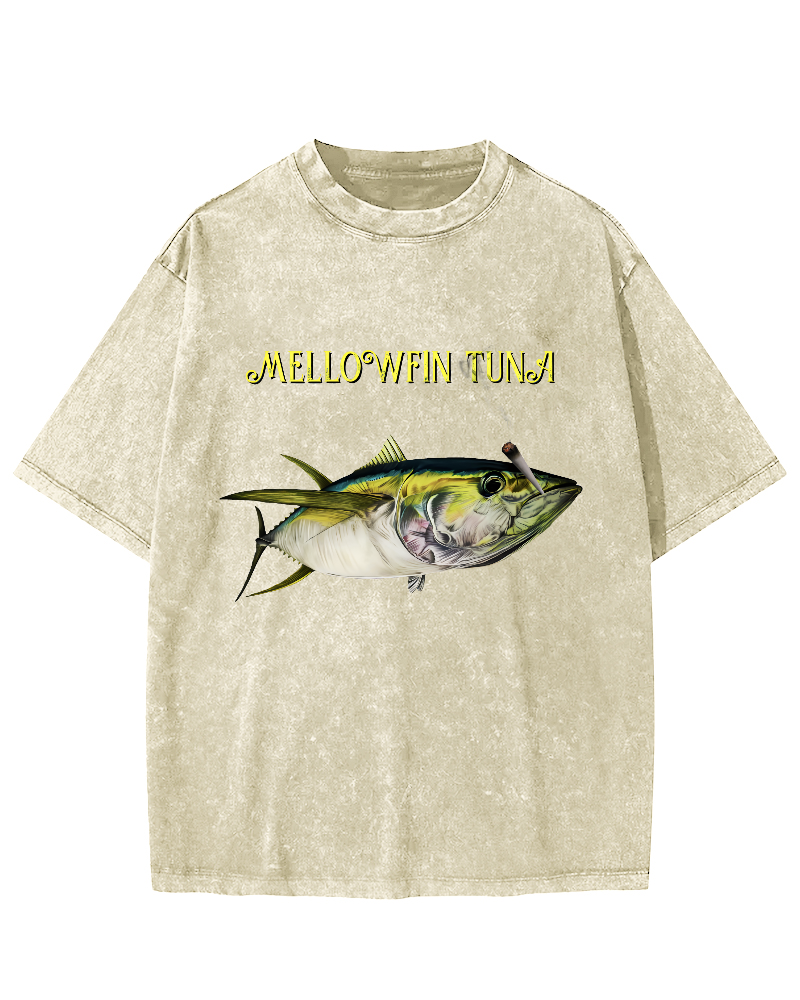 Japanese Tuna Pattern Vintage Distressed T-shirt-Zazasy