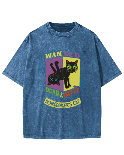 Schrodingers Cat Vintage Washed T-shirt-Zazasy