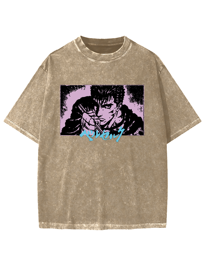 Japanese Anime BERSERK Vintage Washed T-shirt