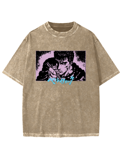 Japanese Anime BERSERK Vintage Washed T-shirt