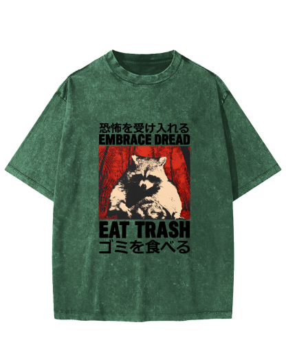 Raccoon Pattern Japanese Style Vintage Distressed T-shirt-Zazasy