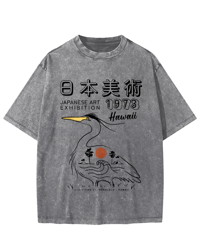 Japanese art Vintage Washed T-shirt-Zazasy