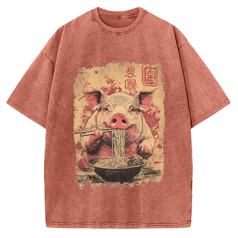 Ramen Piggy Vintage Washed T-shirt