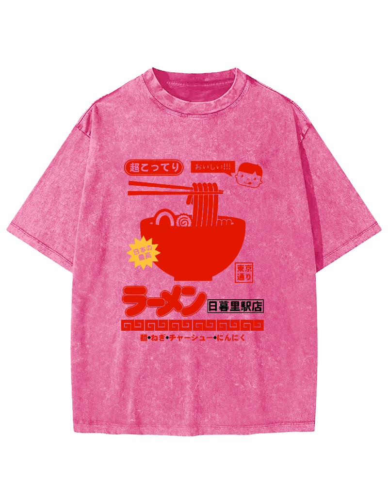 Tokyo Lamian Noodles Vintage Washed T-shirt-Zazasy