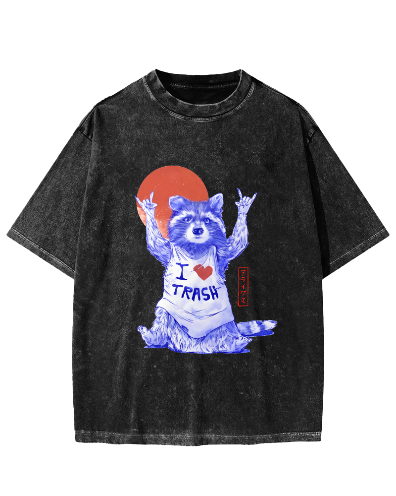 I Love Trash Vintage Distressed T-shirt-Zazasy