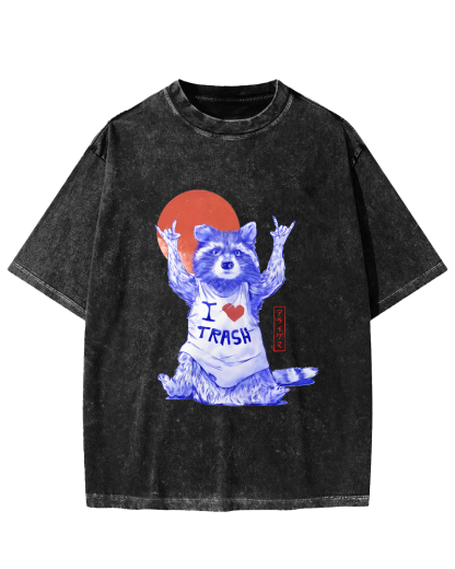 I Love Trash Vintage Distressed T-shirt-Zazasy