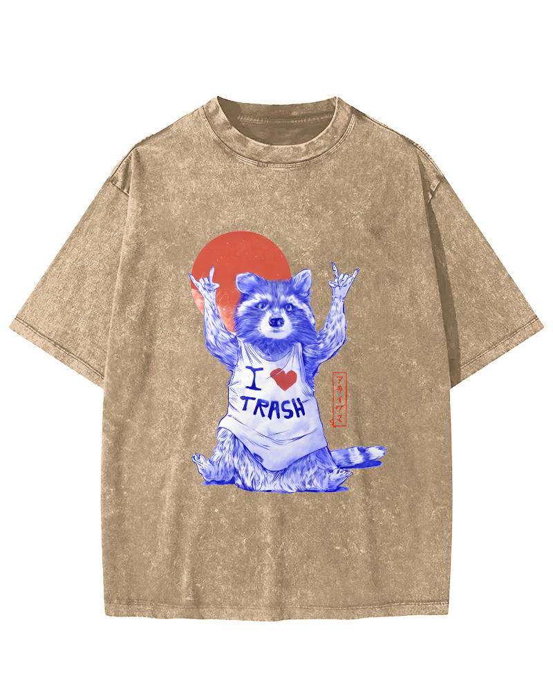 I Love Trash Vintage Distressed T-shirt-Zazasy