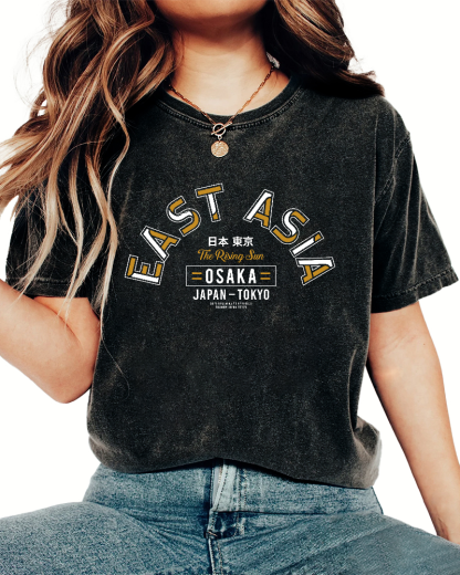 Kyoto Personalized Font Vintage Washed T-shirt-Zazasy