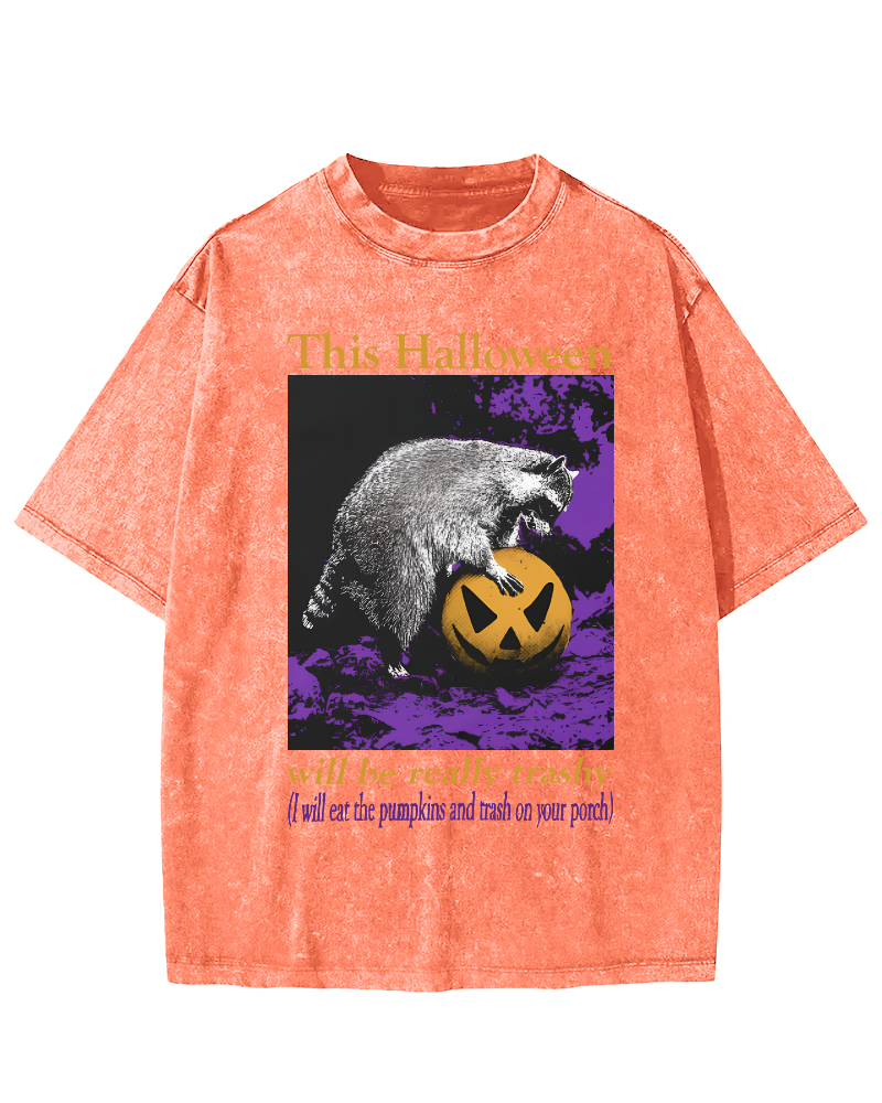 This Year's Halloween Will be a Vulgar Raccoon Vintage Distressed T-shirt-Zazasy