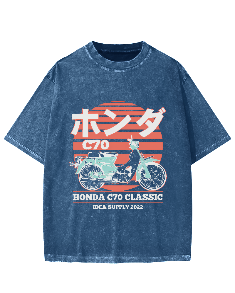 Japanese retro motorcycle Vintage Washed T-shirt