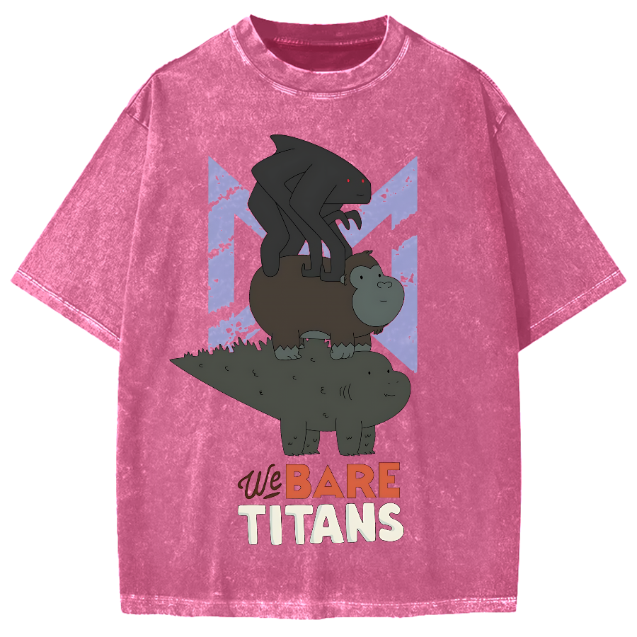We Bare Titans Cute Monsters Japanese Vintage Washed T-shirt