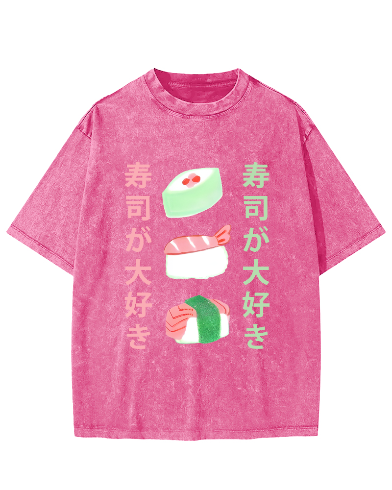 Delicious Sushi in Japan Vintage Washed T-shirt-Zazasy