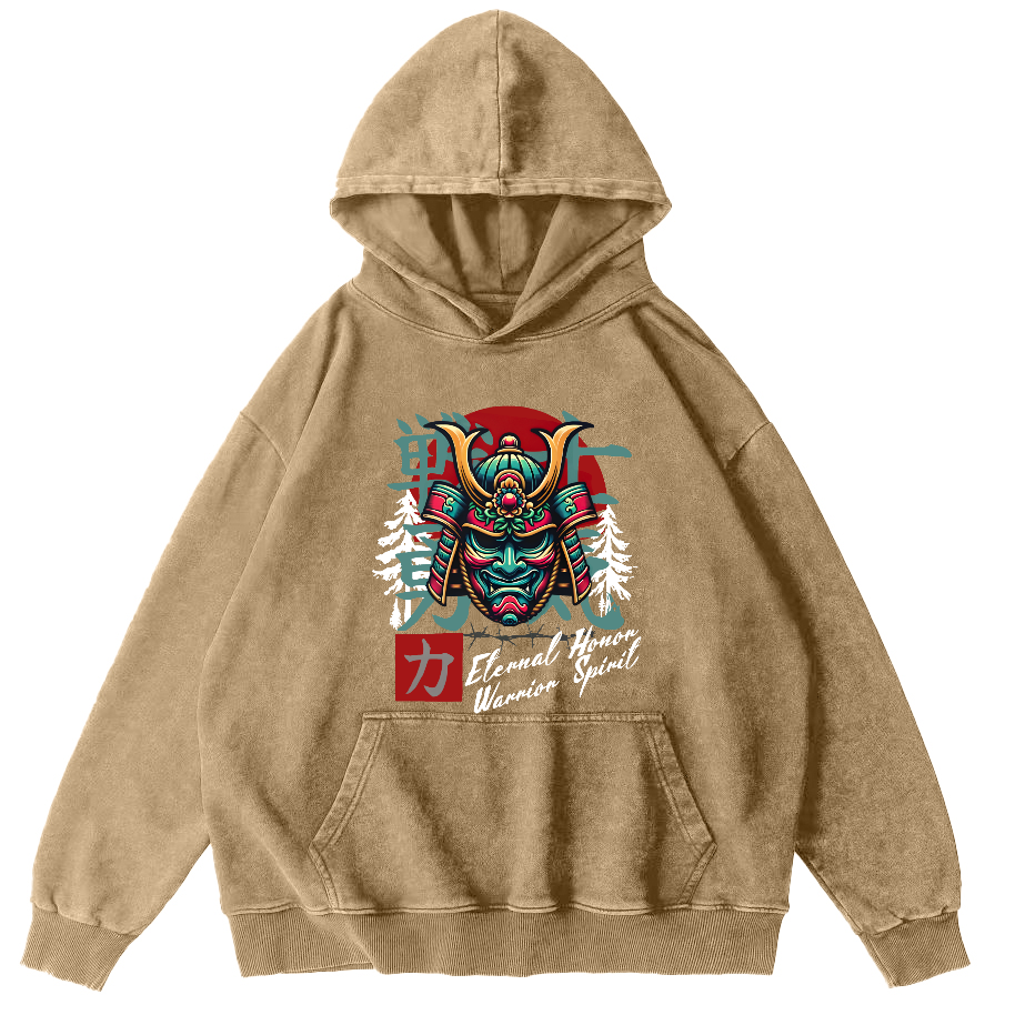 Warrior's Courage Japanese Style Vintage Distressed Hoodie-Zazasy