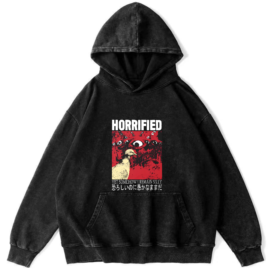 Pigeon Abstract Pattern Japanese Style Vintage Distressed Hoodie-Zazasy