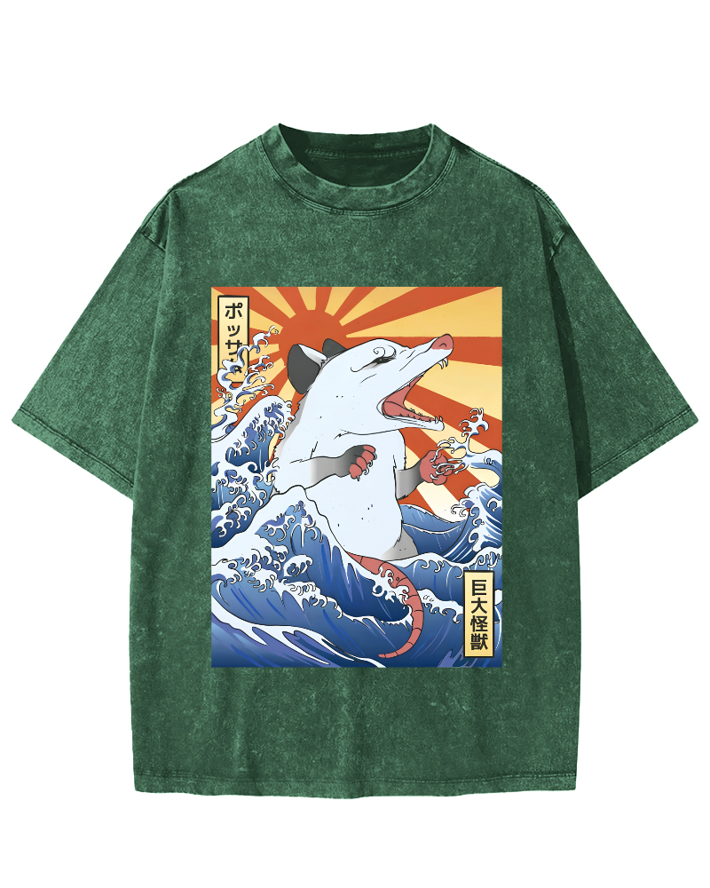 Giant Mouse Monster Vintage Washed T-shirt-Zazasy