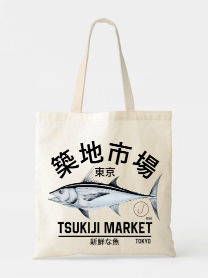 Tokyo Tsukiji Seafood Market Canvas Bag-Zazasy