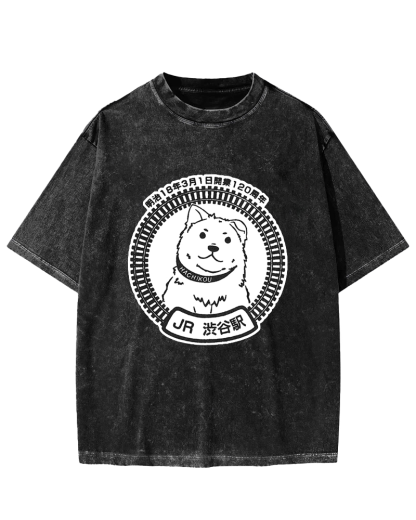 Shibuya Station-Hachikou Vintage Washed T-shirt