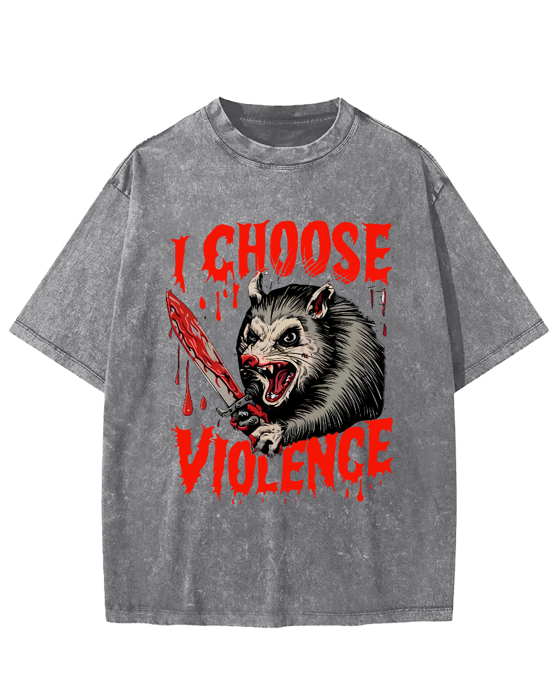 I Choose Violence Vintage Distressed T-shirt-Zazasy