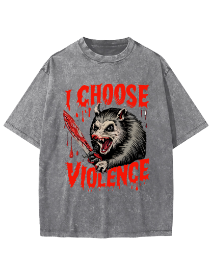 I Choose Violence Vintage Distressed T-shirt-Zazasy