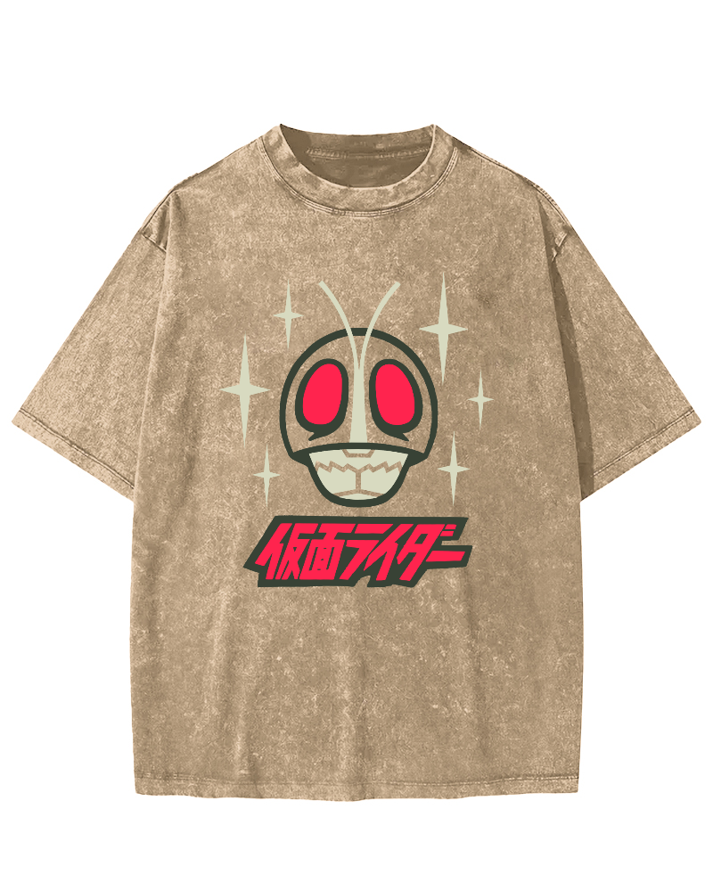 Japanese Cartoon Machine Vintage Washed T-shirt-Zazasy