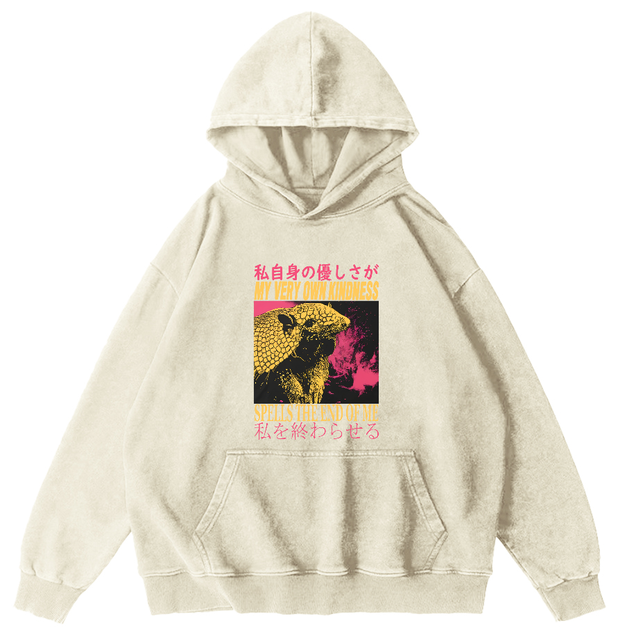 Pangolin Pattern Japanese Style Vintage Distressed Hoodie-Zazasy