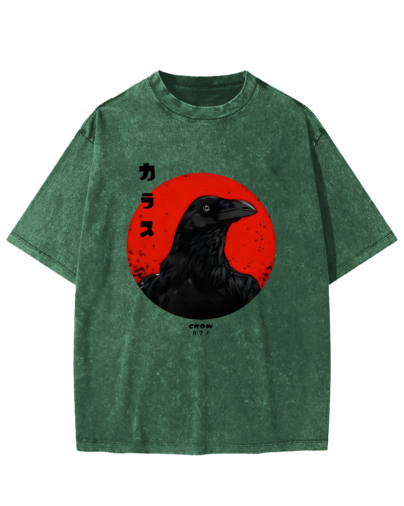 Crow Japanese Vintage Distressed T-shirt-Zazasy