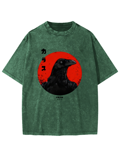 Crow Japanese Vintage Distressed T-shirt-Zazasy