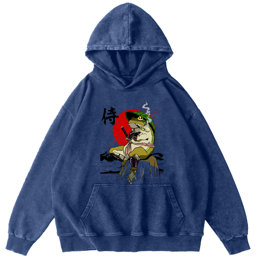 Frog Guard Japanese Style Vintage Distressed Hoodie-Zazasy