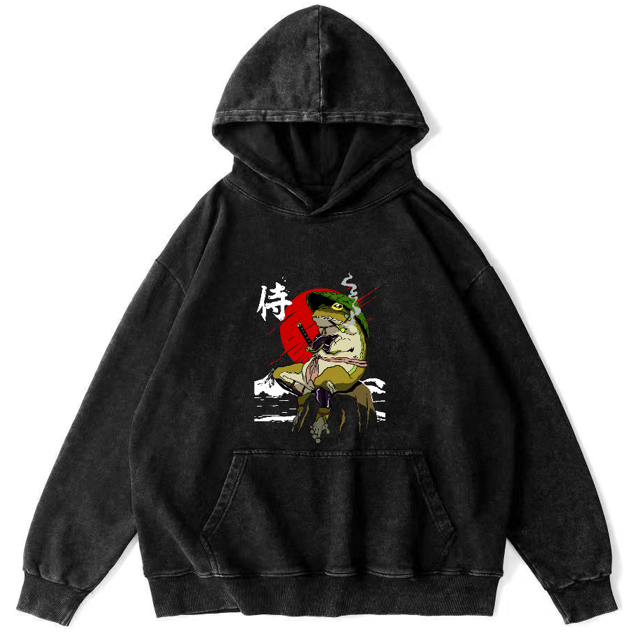 Frog Guard Japanese Style Vintage Distressed Hoodie-Zazasy