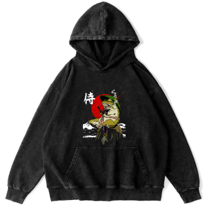 Frog Guard Japanese Style Vintage Distressed Hoodie-Zazasy