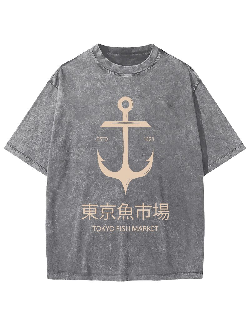 Tokyo Fish Market Vintage Washed T-shirt-Zazasy