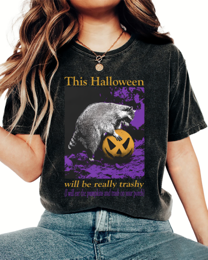 This Year's Halloween Will be a Vulgar Raccoon Vintage Distressed T-shirt-Zazasy