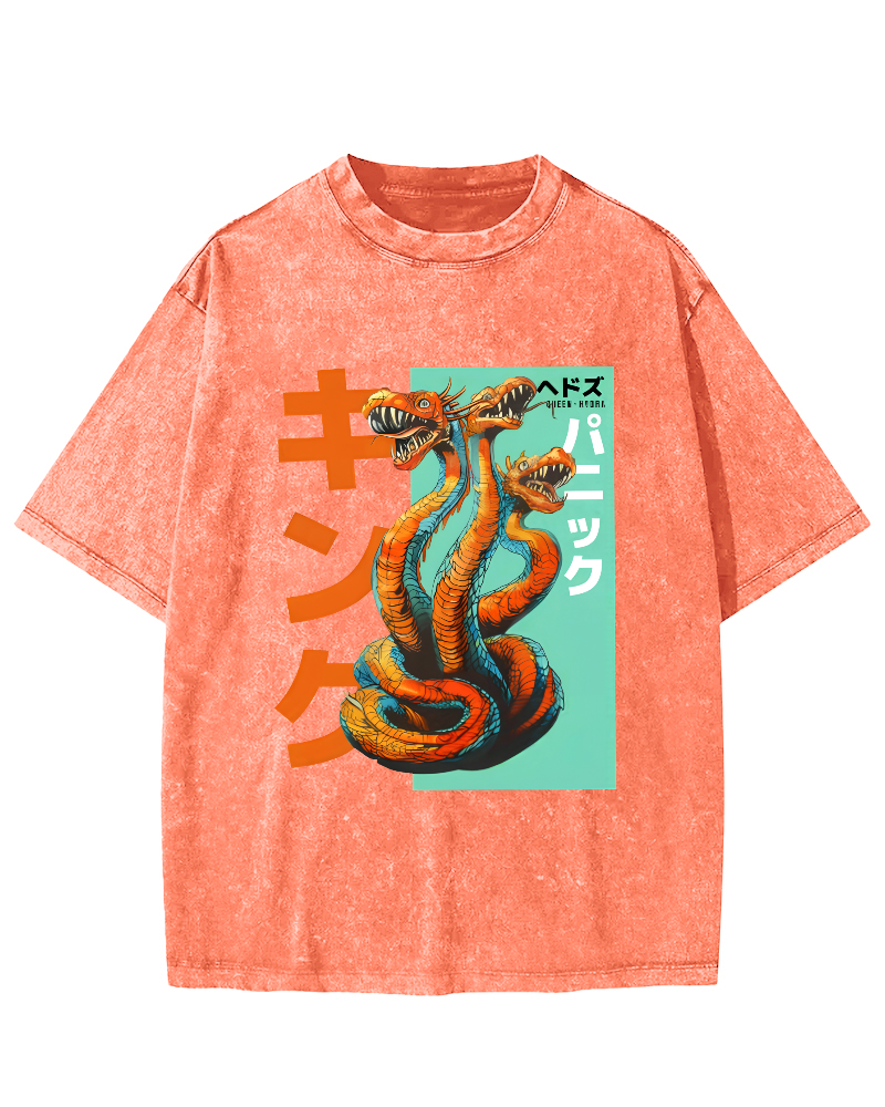 Queen Hydra Monster Vintage Washed T-shirt-Zazasy