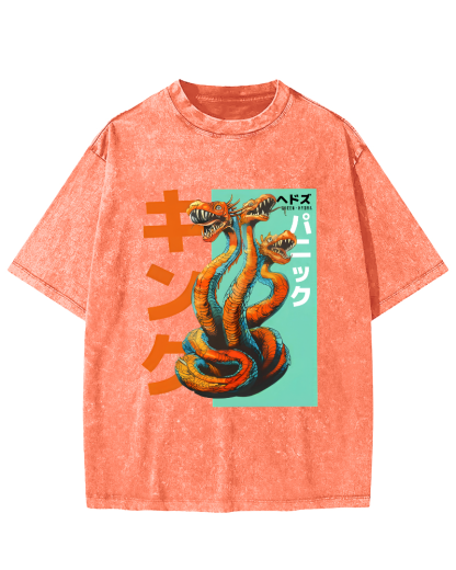 Queen Hydra Monster Vintage Washed T-shirt-Zazasy