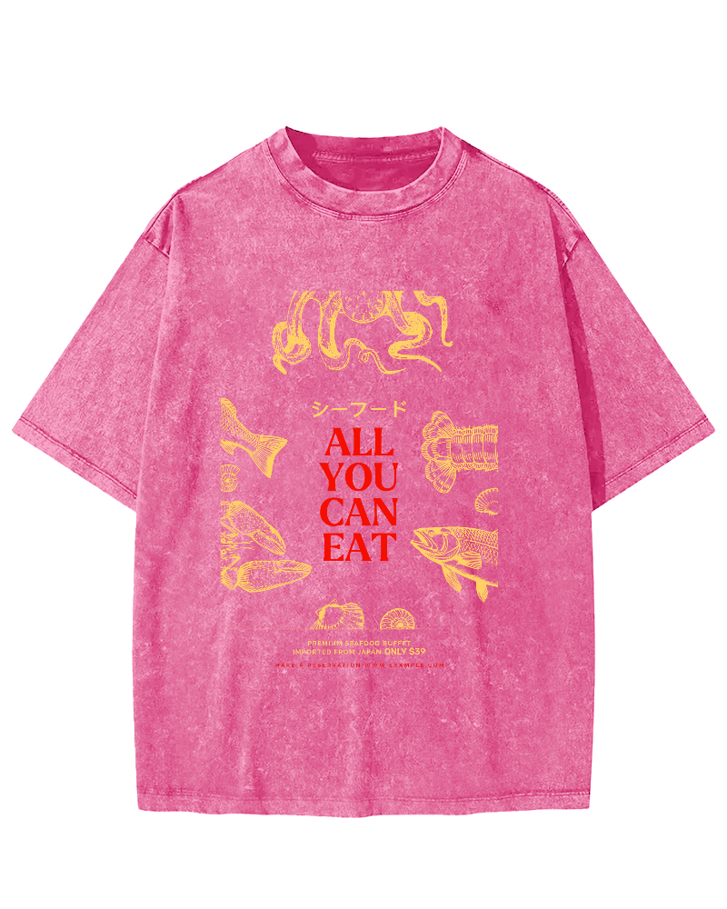 All You Can Eat Vintage Washed T-shirt-Zazasy