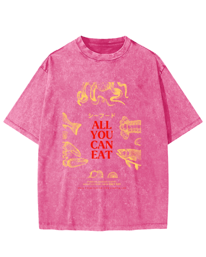 All You Can Eat Vintage Washed T-shirt-Zazasy