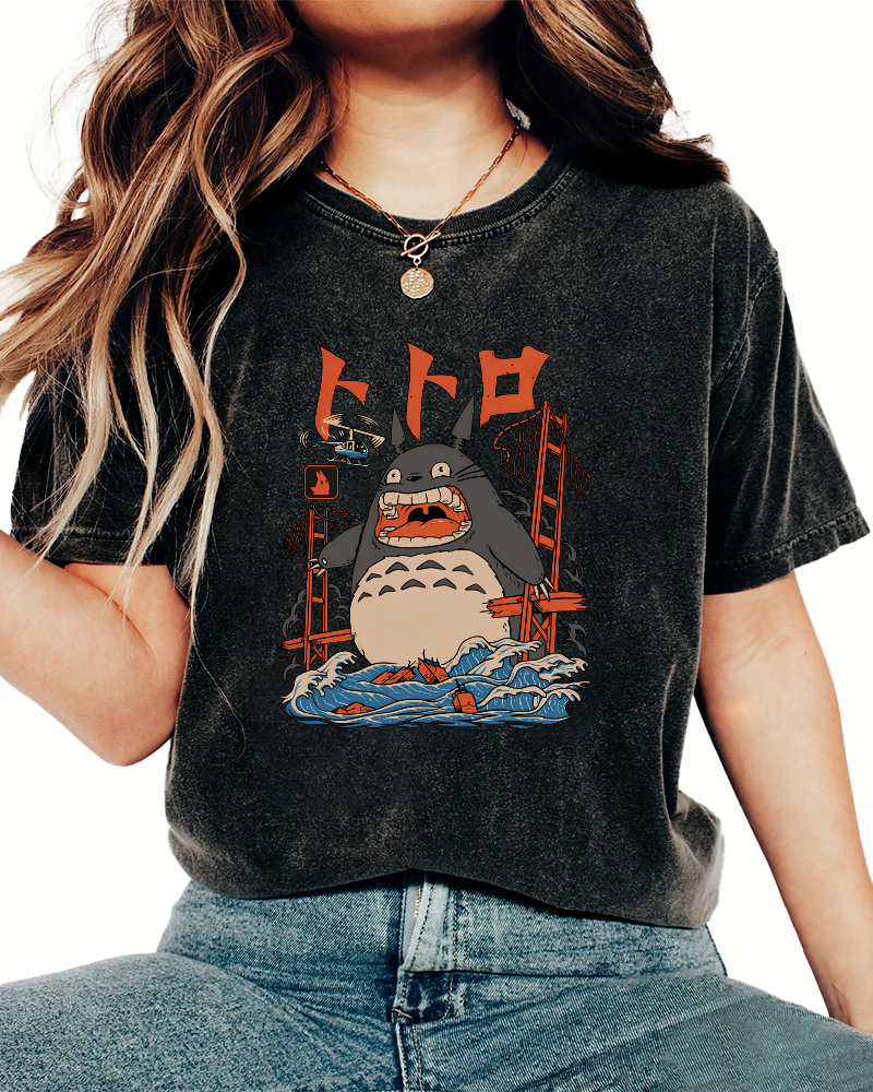 Cute Cartoon Japanese Style Vintage Distressed T-shirt-Zazasy