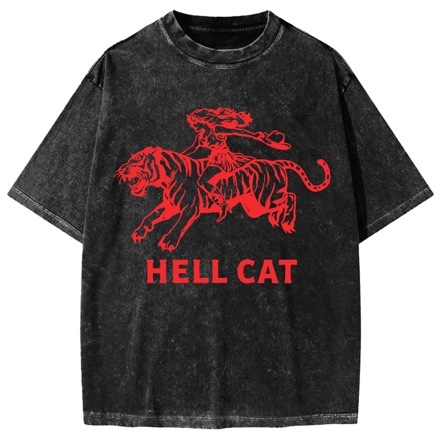 Cowgirl Hell Cat Vintage Washed T-shirt