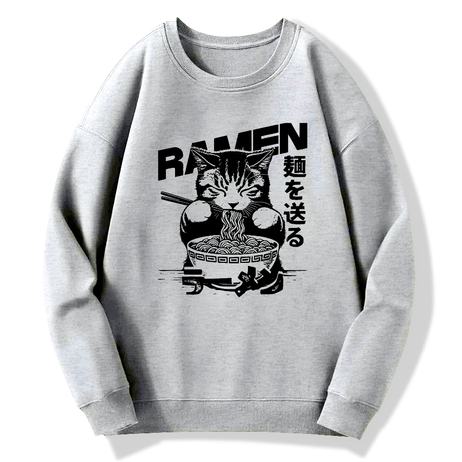 Ramen Cat Cotton Pullover Sweatshirt