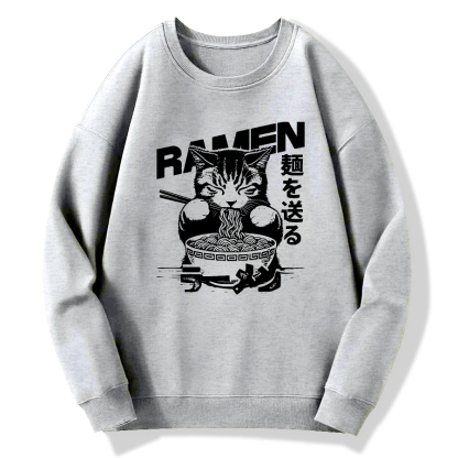 Ramen Cat Cotton Pullover Sweatshirt