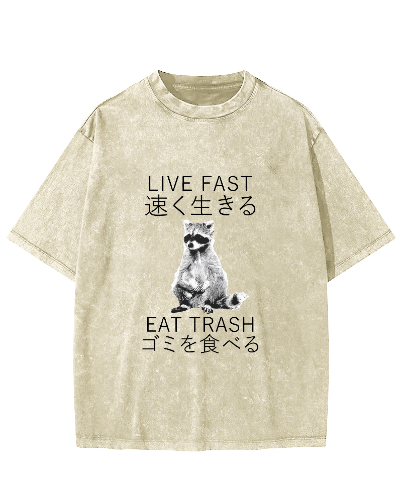 Japanese Cute Animal Pattern Vintage Distressed T-shirt-Zazasy